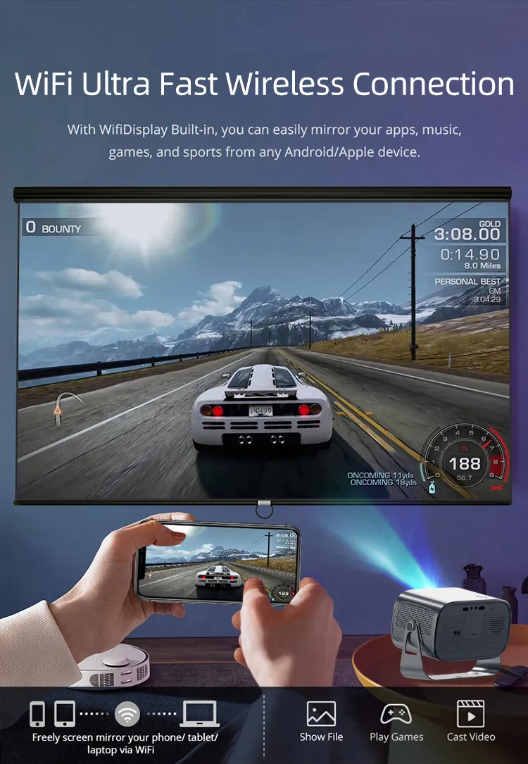 Projection Area 40inch--150inch Mini Handheld Projector