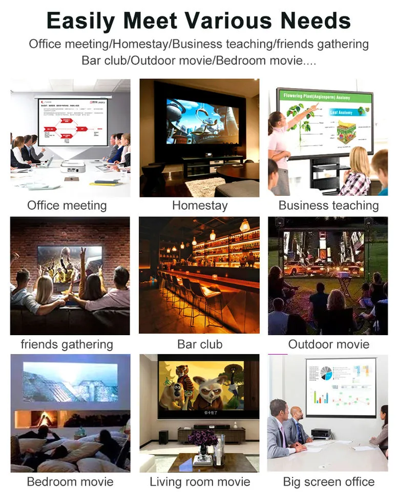 OEM ODM Native 1080P Full HD 4K High 7200 Lumens 3D Micro Short Throw LED Home Theater Video Movie Projector