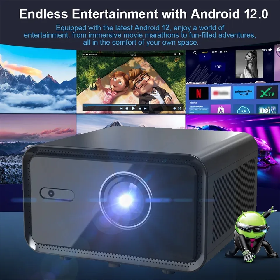 1920*1080 LED Projector Android 12 1000 ANSI Auto Focus Home Theater
