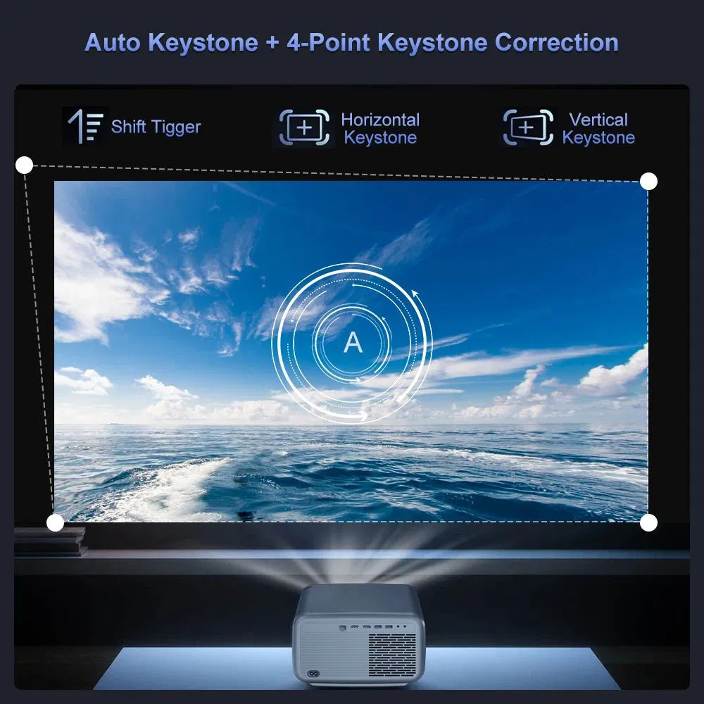 Smart 1080P LED Projector with 5g WiFi and Bt, 1000 ANSI Lumens, Auto Keystone Correction, Perfect for Gaming and Streaming