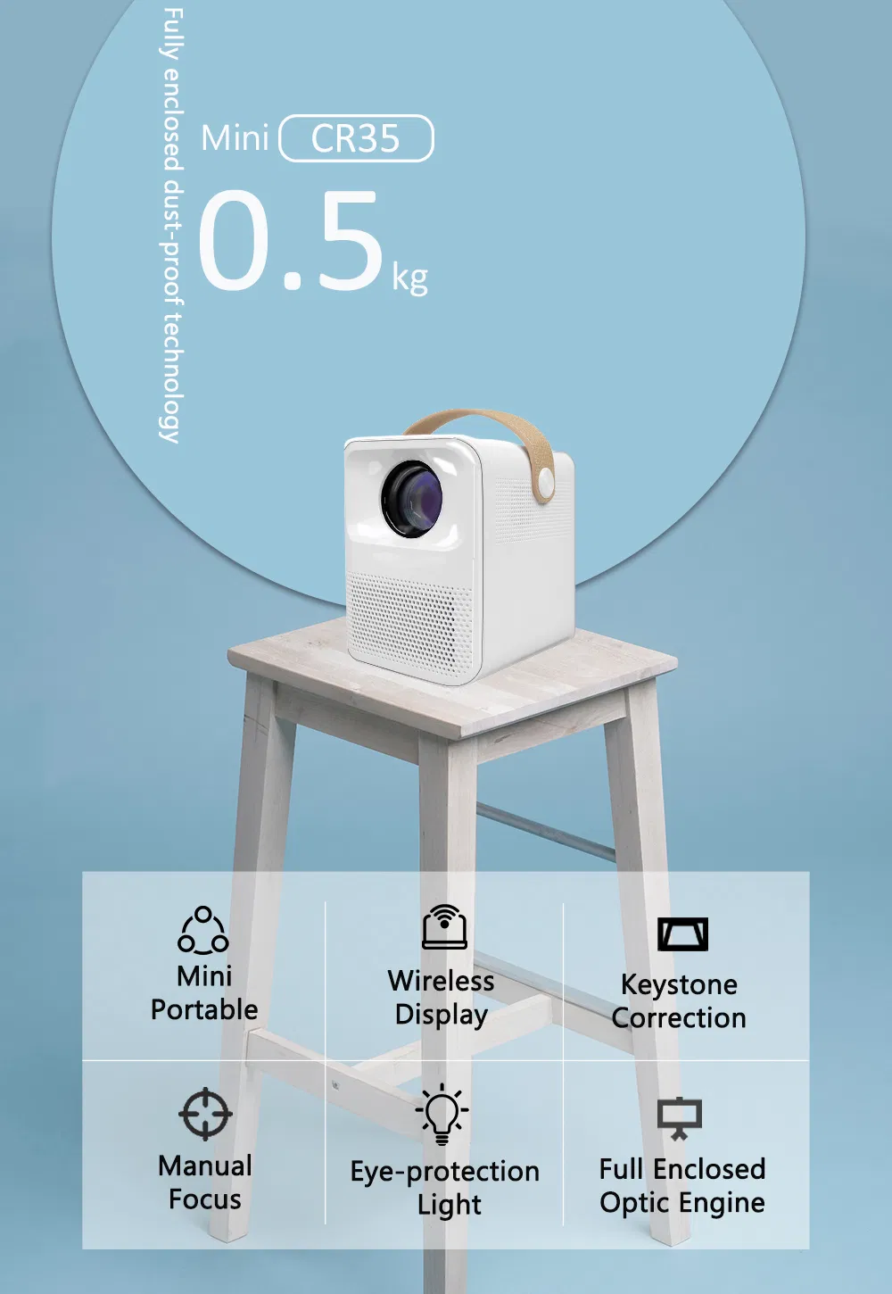 Smart Long Throw Home Movie Phone Computer Bluetooth Projector for iPhone HD Projector Price Cr35