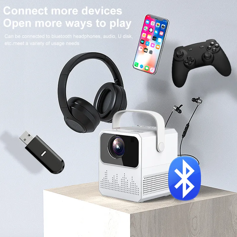 Hot Selling 200 Inch 1080P Resolution 3D Micro Short Throw LED Mini Projector 4K 220 ANSI Lumens Android Smart Game Projectors