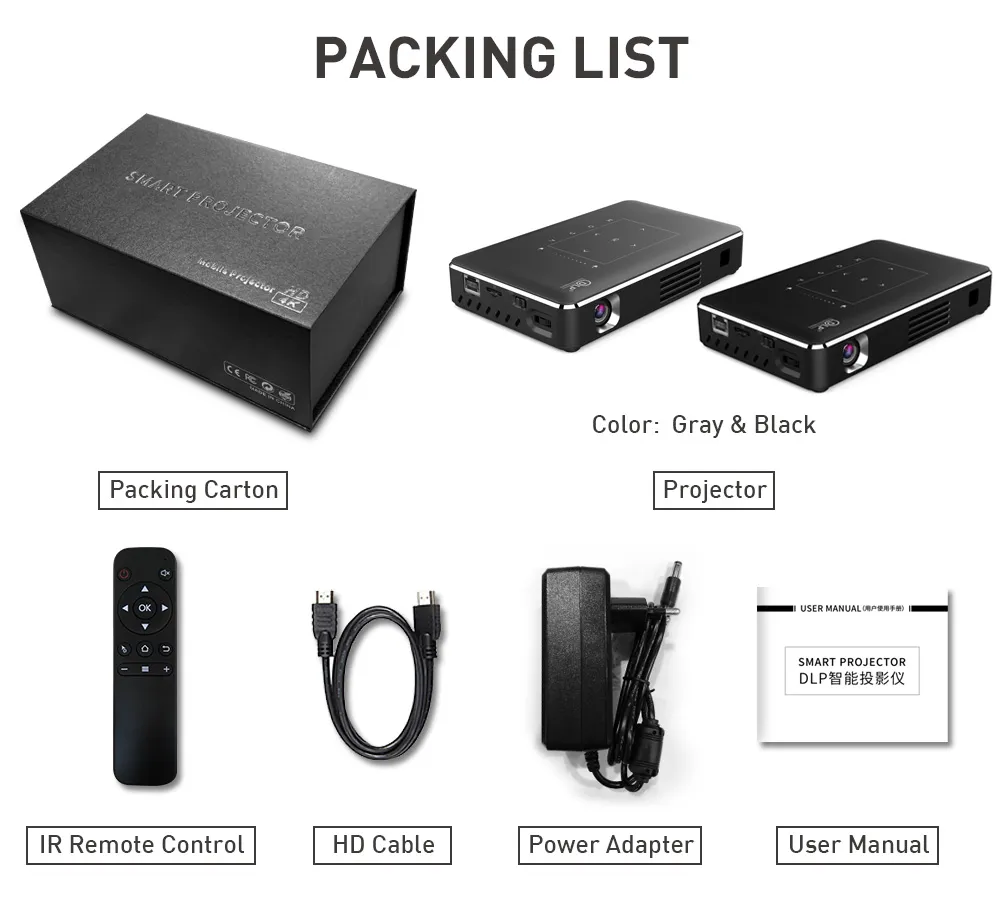 Portable Intelligent DLP Mini 3D Ready Mini Projector