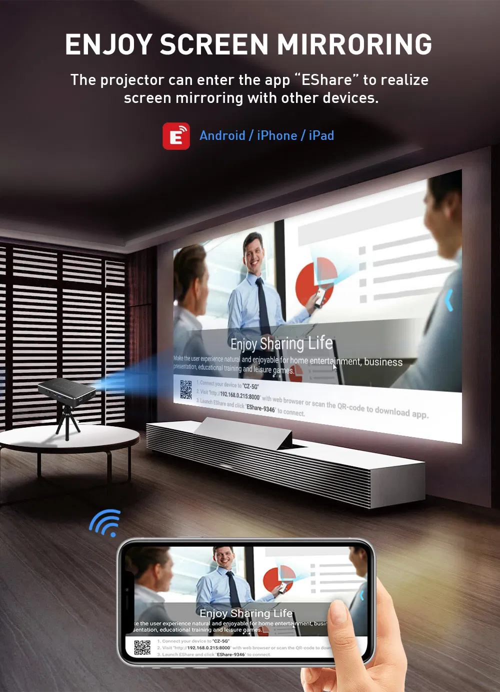 Portable Intelligent DLP Mini 3D Ready Mini Projector