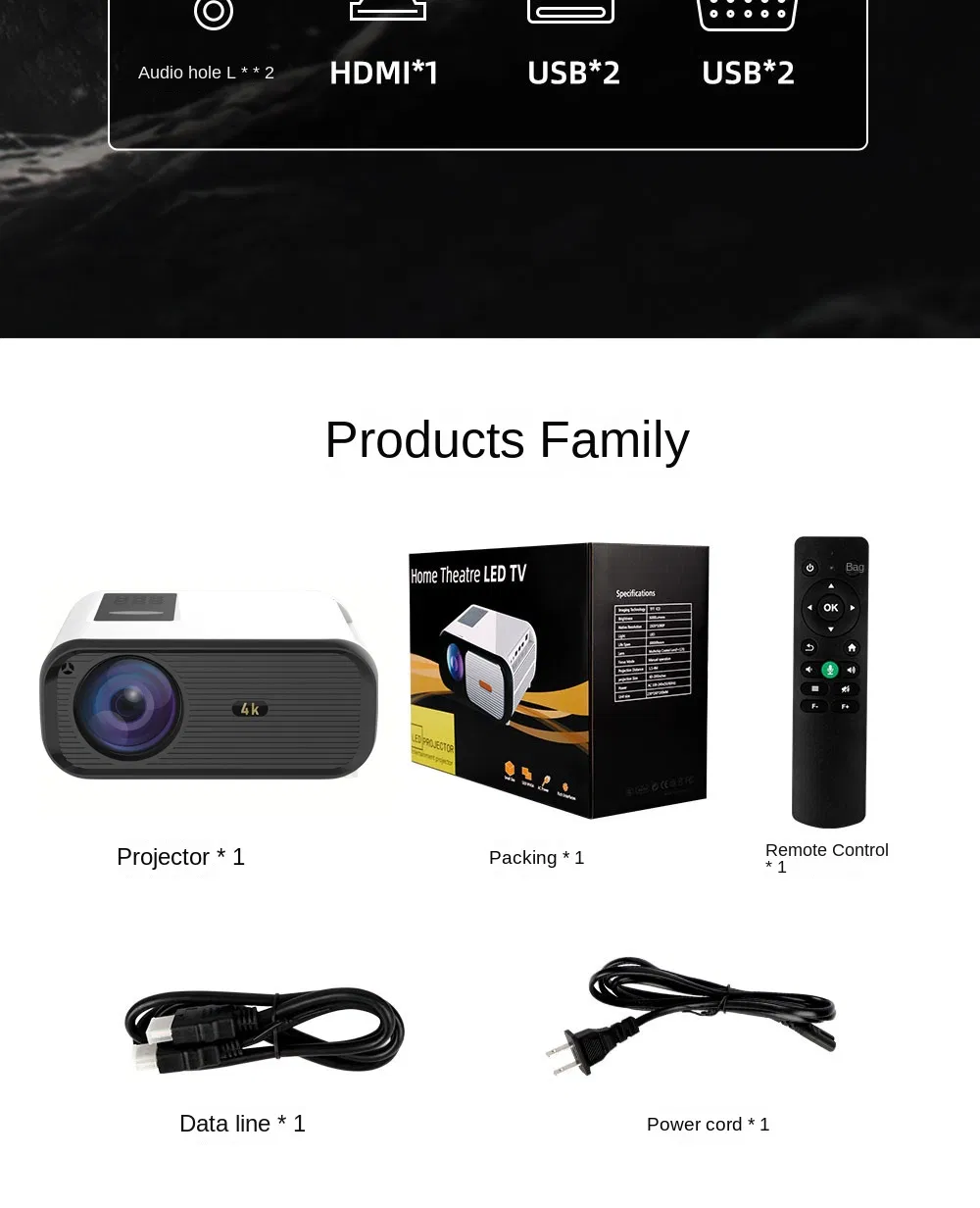 Ultra HD 1080P Super Resolution Projector for Home Theater