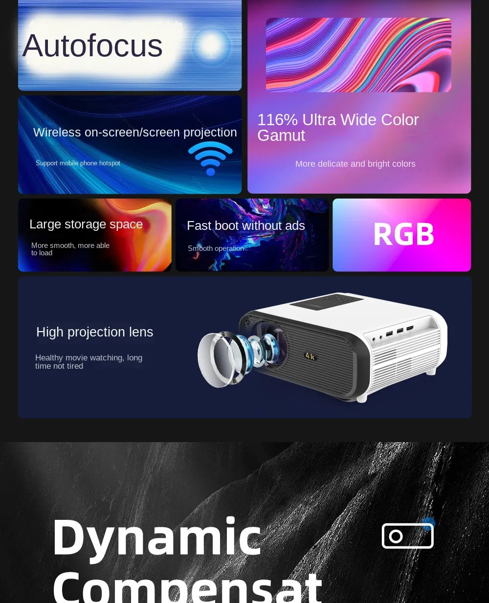 Ultra HD 1080P Super Resolution Projector for Home Theater