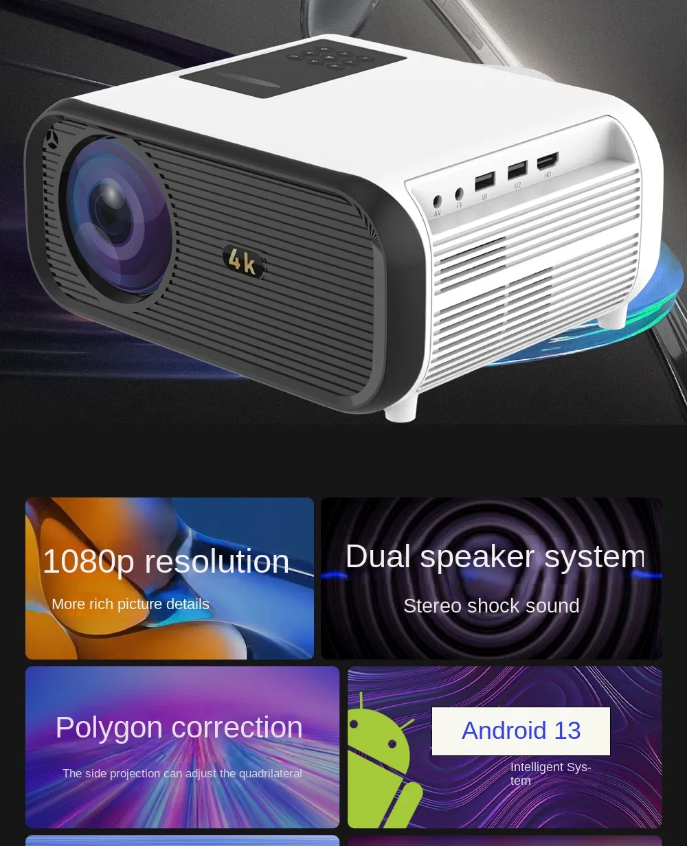 Ultra HD 1080P Super Resolution Projector for Home Theater