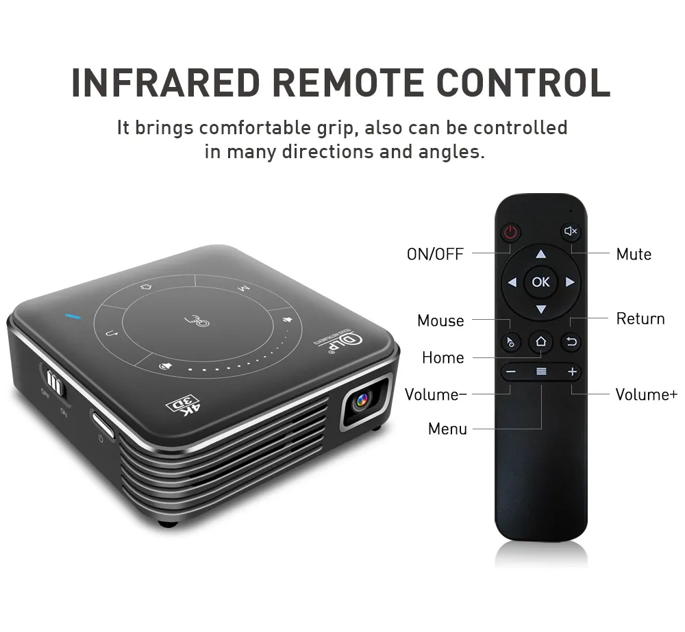 Android 9.0 with DLP 50 Lumens Smart Mini Projector