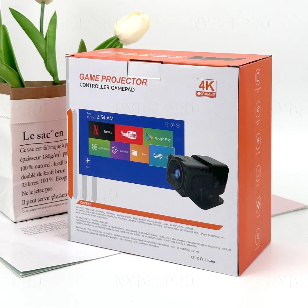 Nybelpro High Quality Support OEM Regalos De Navidad Christmas Gifts Proyector Game Console Remote Control Black Home Video Game Projector