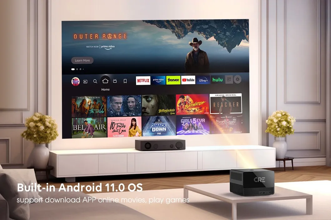 Cre Cr67 Android 9 LED LCD Home Cinema Smart TV Projector