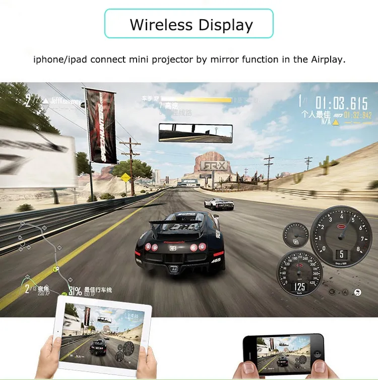 1080P Portable WiFi Smart Bluetooth Projector Android System