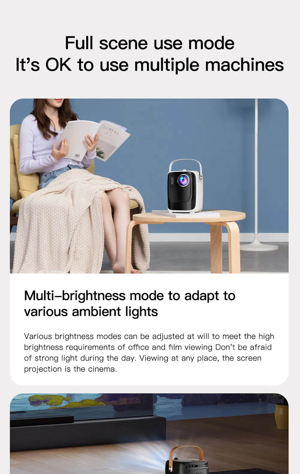 Smart WiFi Home Mobile 1080P Holographic LED DLP Mini Portable 3D Projector Android 4K Home Theater Projector