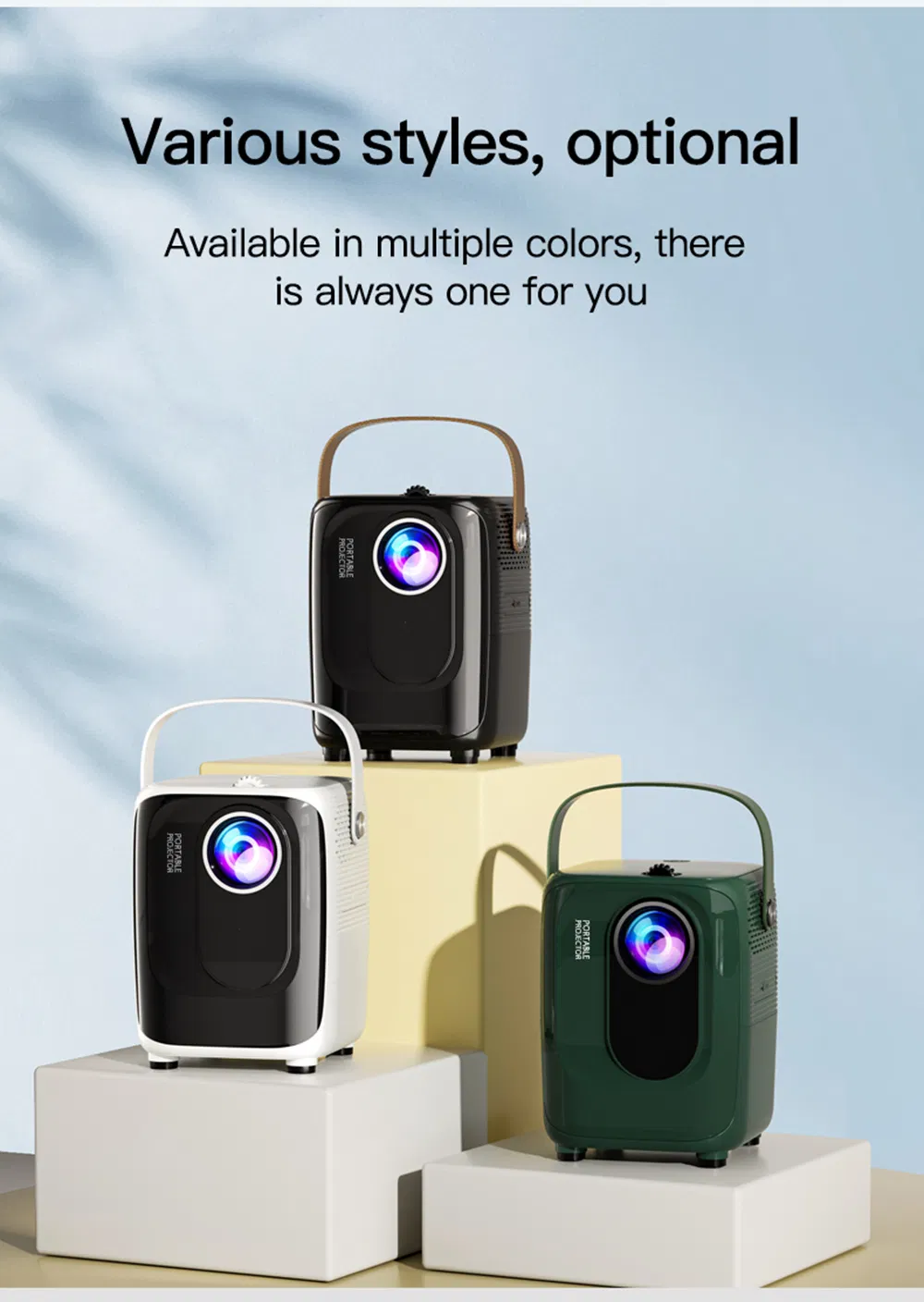 Smart WiFi Home Mobile 1080P Holographic LED DLP Mini Portable 3D Projector Android 4K Home Theater Projector