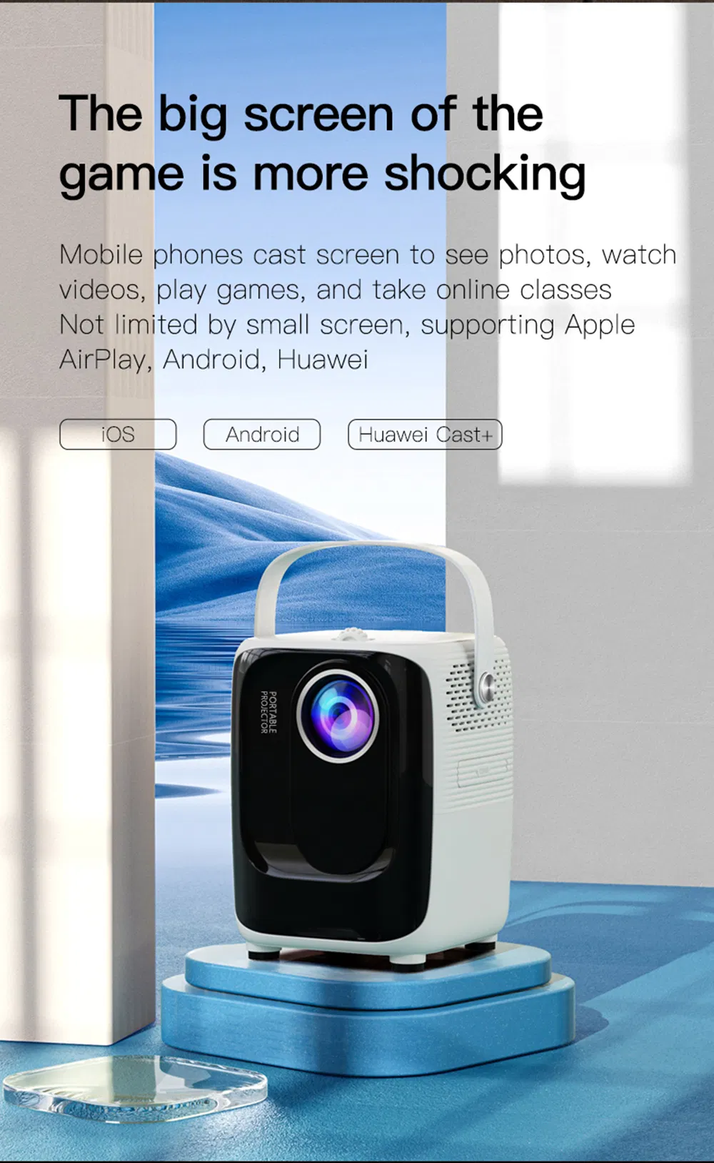 Smart WiFi Home Mobile 1080P Holographic LED DLP Mini Portable 3D Projector Android 4K Home Theater Projector