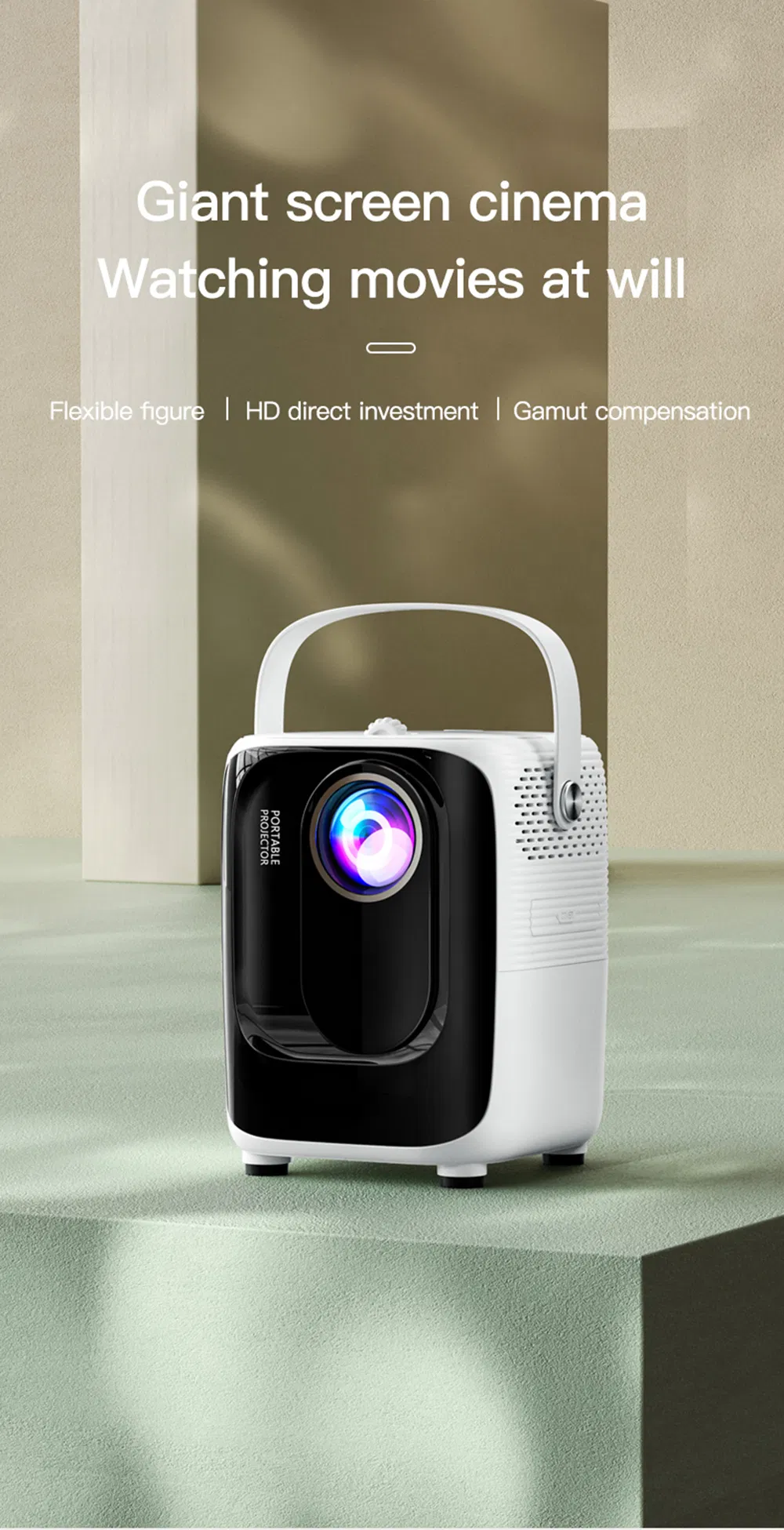 Smart WiFi Home Mobile 1080P Holographic LED DLP Mini Portable 3D Projector Android 4K Home Theater Projector