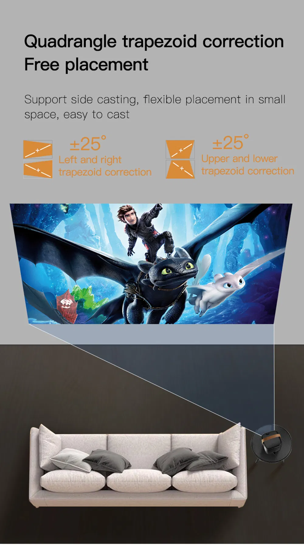 Smart WiFi Home Mobile 1080P Holographic LED DLP Mini Portable 3D Projector Android 4K Home Theater Projector