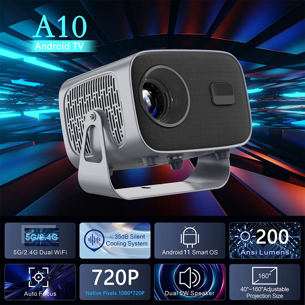 Fast Delivery Portable Interactive Projector A10 Home Infocus LED Rotatable Android 11 Projector with USB