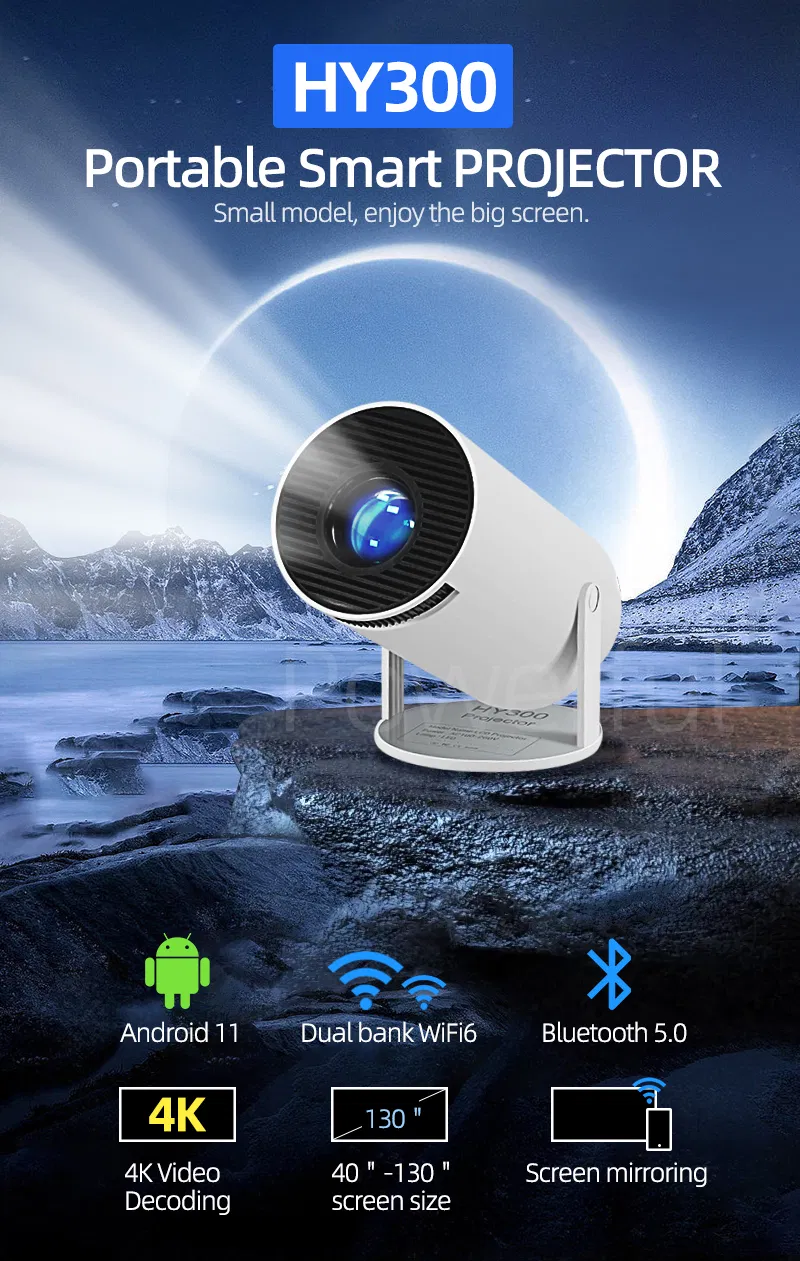 Intelligence Android WiFi Proyector Ultra 720p Mini PTZ LED Projector Home Entertainment