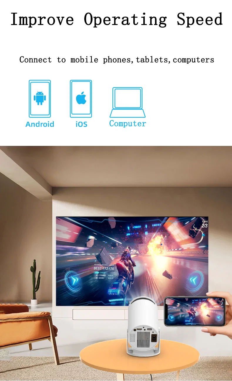 Intelligence Android WiFi Proyector Ultra 720p Mini PTZ LED Projector Home Entertainment