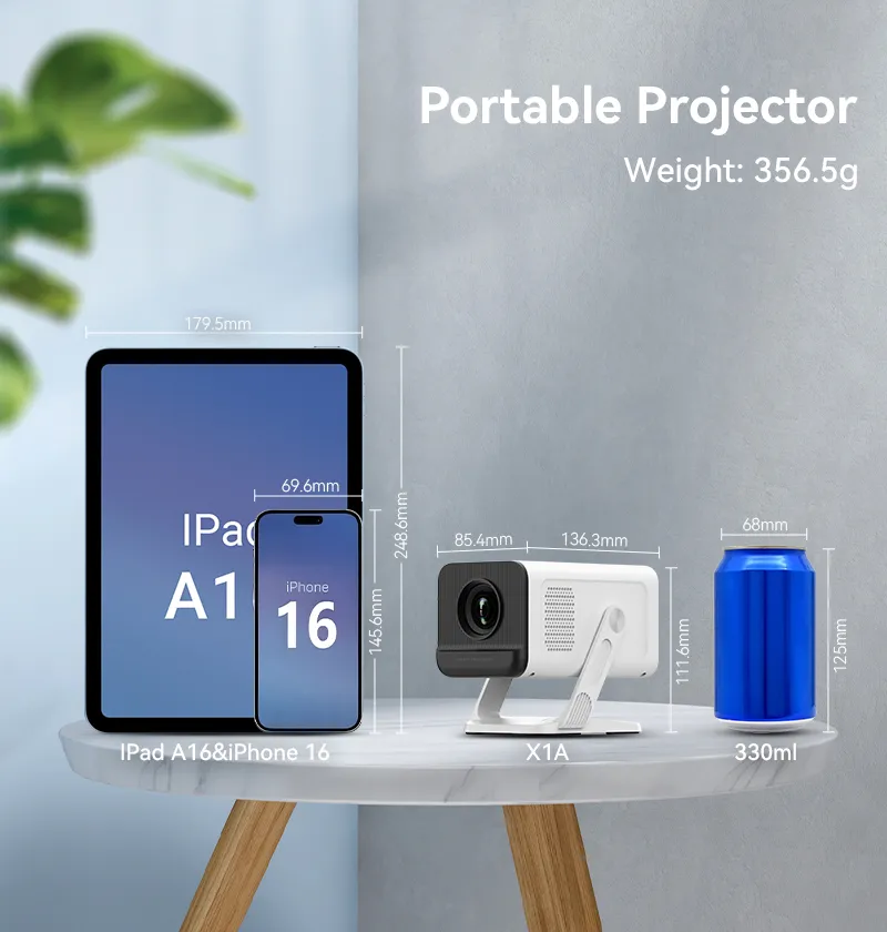 Smart Portable 4K Projector with WiFi &amp; Bluetooth-Short Throw for Home Theater