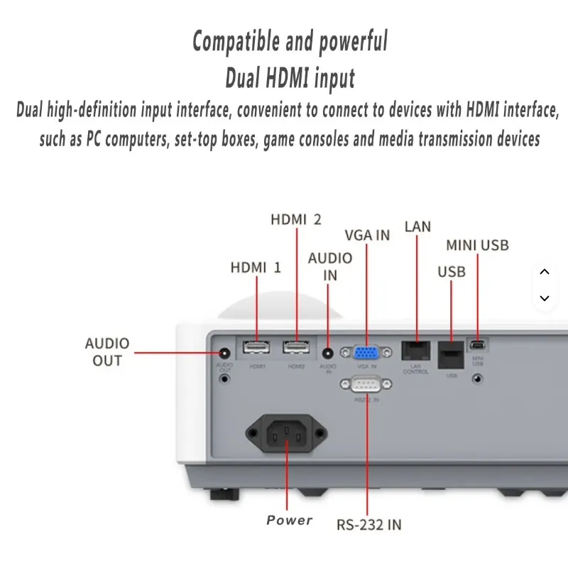 4000lm High Brightness Commercial Laser Projector Large Cinema Display Education Business Laser Proyector for School Classroom