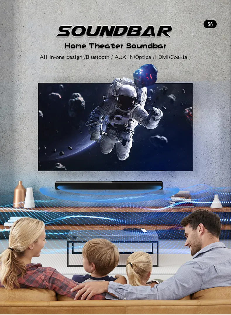 2022 TV Bluetooth 5.0 Soundbar Subwoofer Speaker Wired and Wireless Multimedia Home Theatre System with LED Display