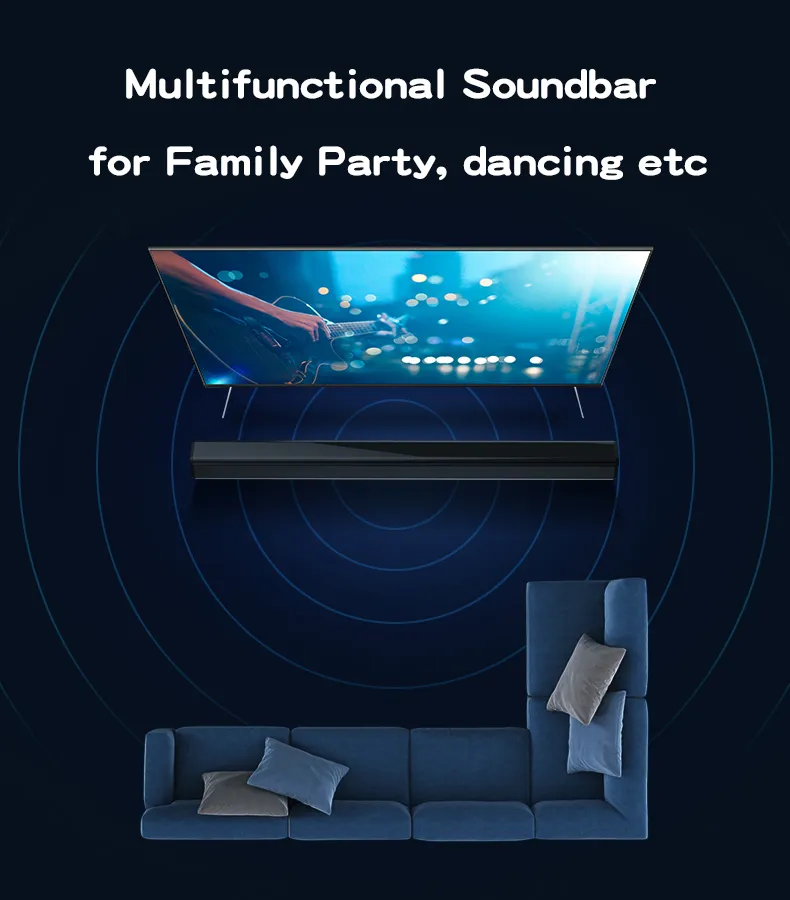 2022 TV Bluetooth 5.0 Soundbar Subwoofer Speaker Wired and Wireless Multimedia Home Theatre System with LED Display