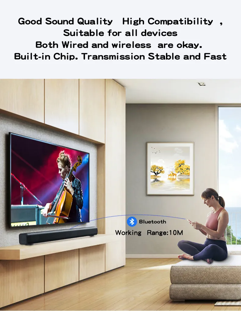 2022 TV Bluetooth 5.0 Soundbar Subwoofer Speaker Wired and Wireless Multimedia Home Theatre System with LED Display