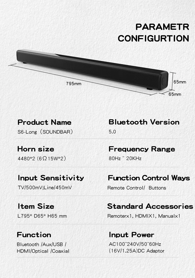 2022 TV Bluetooth 5.0 Soundbar Subwoofer Speaker Wired and Wireless Multimedia Home Theatre System with LED Display