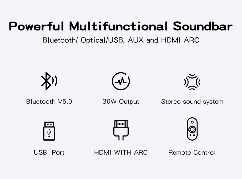 2022 TV Bluetooth 5.0 Soundbar Subwoofer Speaker Wired and Wireless Multimedia Home Theatre System with LED Display