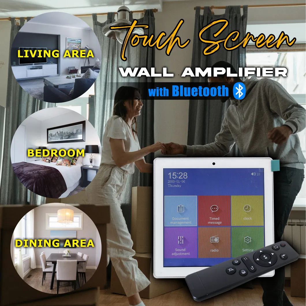 Mini 4-Channel 4.2 Bluetooth Wall Amplifier with Touch Screen for Multi-Room for Home Audio