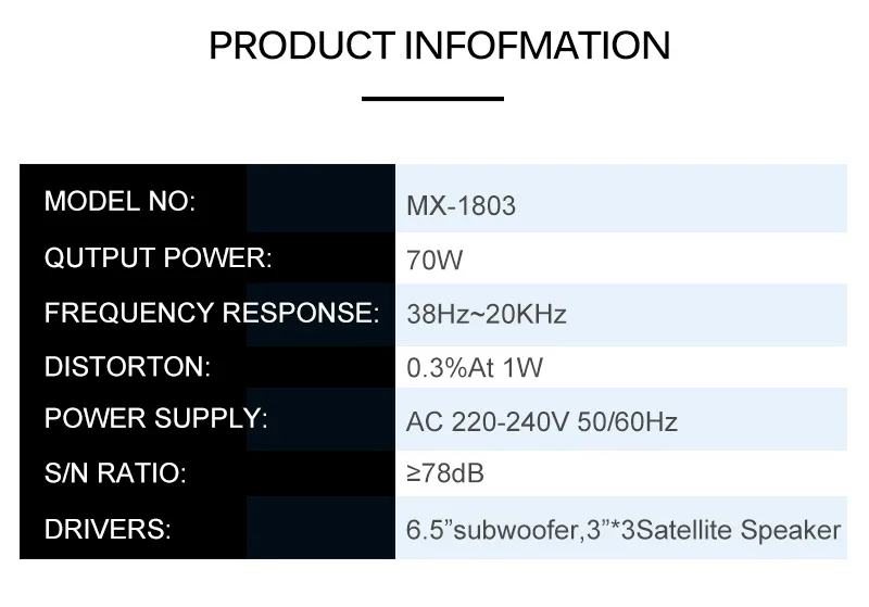 Home Theatre Speaker System MX-1803