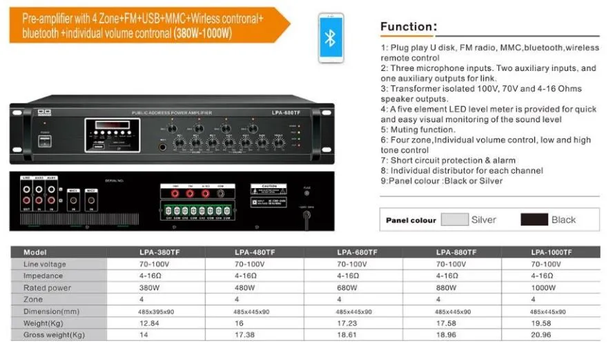 PA System Amplifier+Speaker+Microphone Meeting Wall Speaker with CE Public Address System