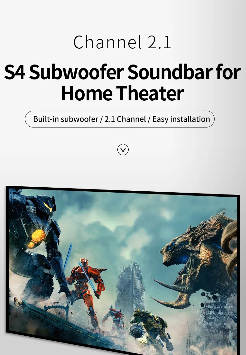 100W 2.1 Channels Sound System Soundbar Bluetooth with Subwoofer Wireless Speaker