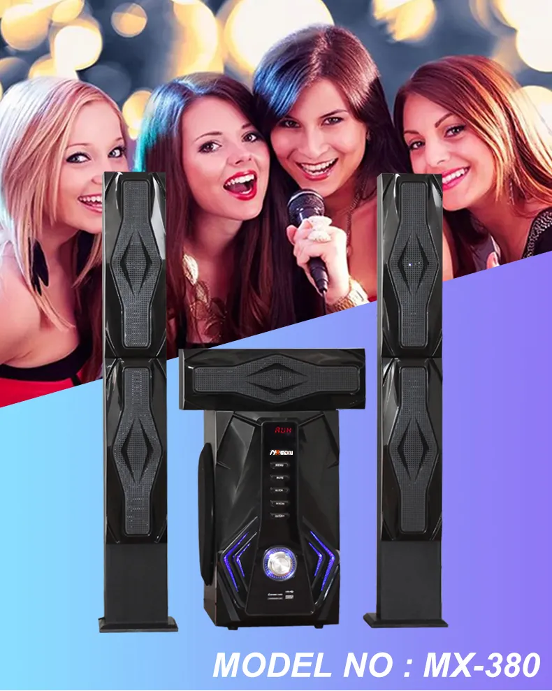 High Quality Powerful Bass Wooden Subwoofer Home Theater System MX-380