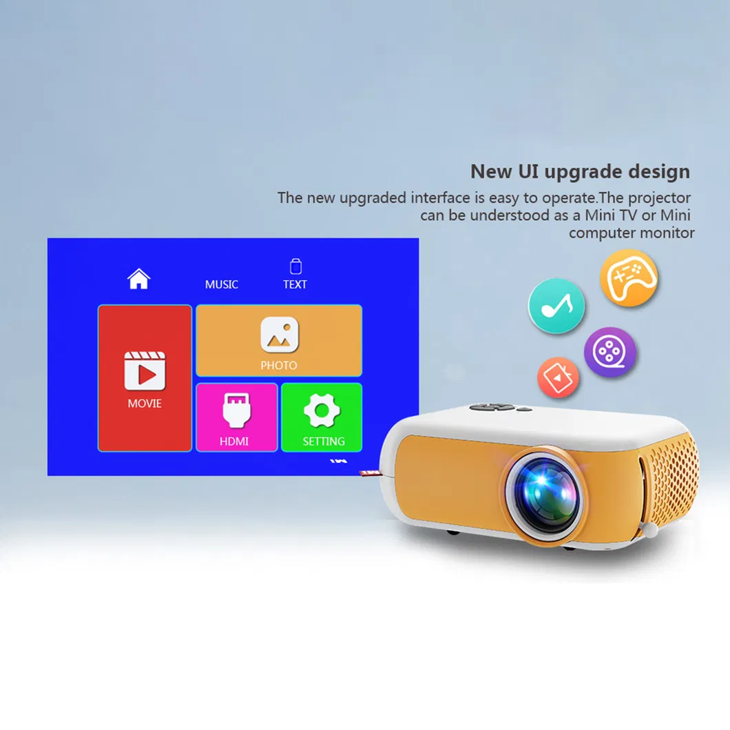 A10 480p Mini Projector LED Portable Compact Projector with HD/Audio out/USB/TF Card Ports for Home (CE RoHS FCC) - EU Plug