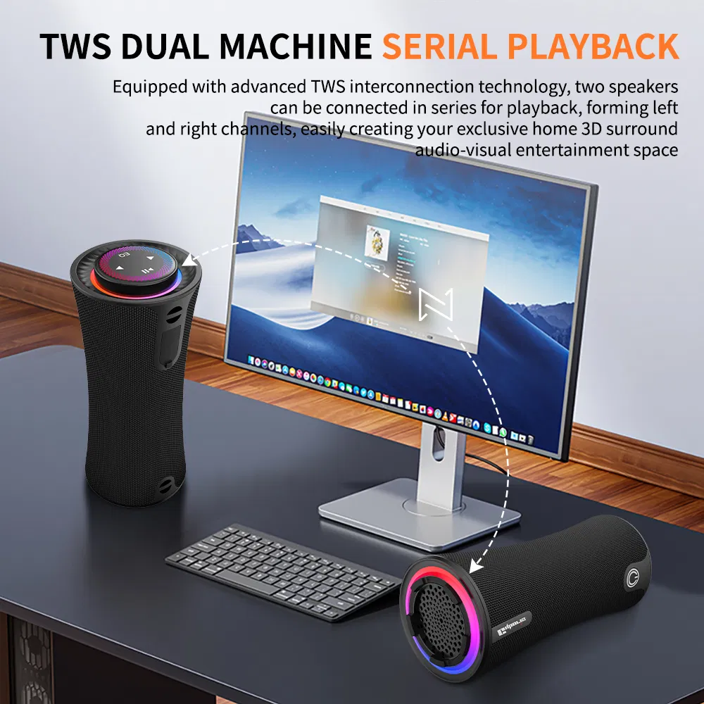 Cyboris T16 Portable Wireless Bluetooth Speaker with RGB Lighting Stereo Surround Sound Music Player