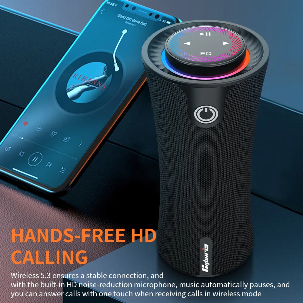 Cyboris T16 Portable Wireless Bluetooth Speaker with RGB Lighting Stereo Surround Sound Music Player