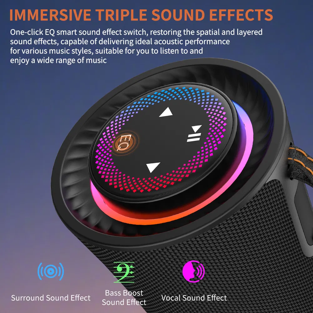 Cyboris T16 Portable Wireless Bluetooth Speaker with RGB Lighting Stereo Surround Sound Music Player
