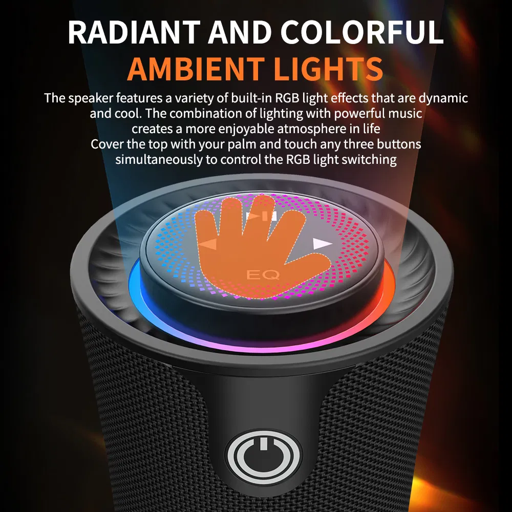 Cyboris T16 Portable Wireless Bluetooth Speaker with RGB Lighting Stereo Surround Sound Music Player