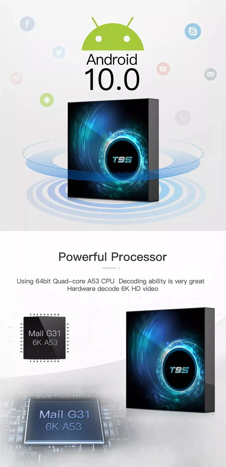 Android 10.0 16GB 32GB 64GB Media Player IPTV Set Top Box