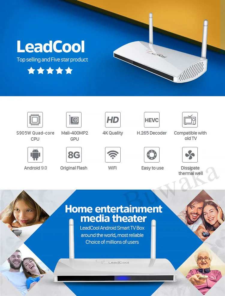 Leadcool Android 9.0 Smart TV Box 1GB 8GB Memory Set Top Box