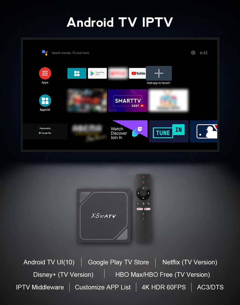 New Model Xs97 K2 Bt Android 10 Set Top Box with 4K