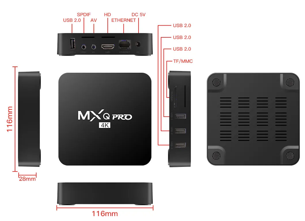 Rk3288A Mxqpro 4K Android 13 Smart TV Set Top Box