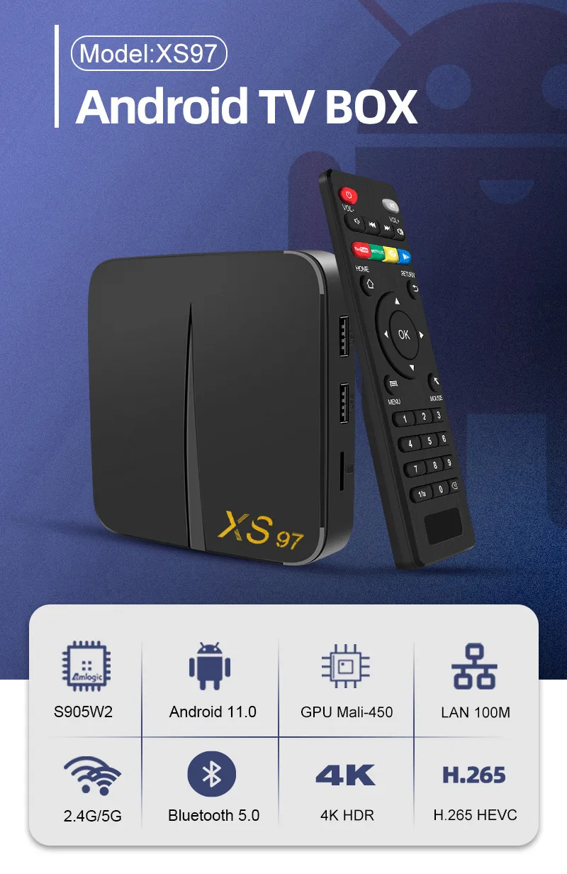 Factory OEM Hot Sale Amlogic S905W2 4K Firmware Android TV Box PRO 2.4G 5g Dual WiFi 4GB 32GB Tx Core IPTV Set Top Box
