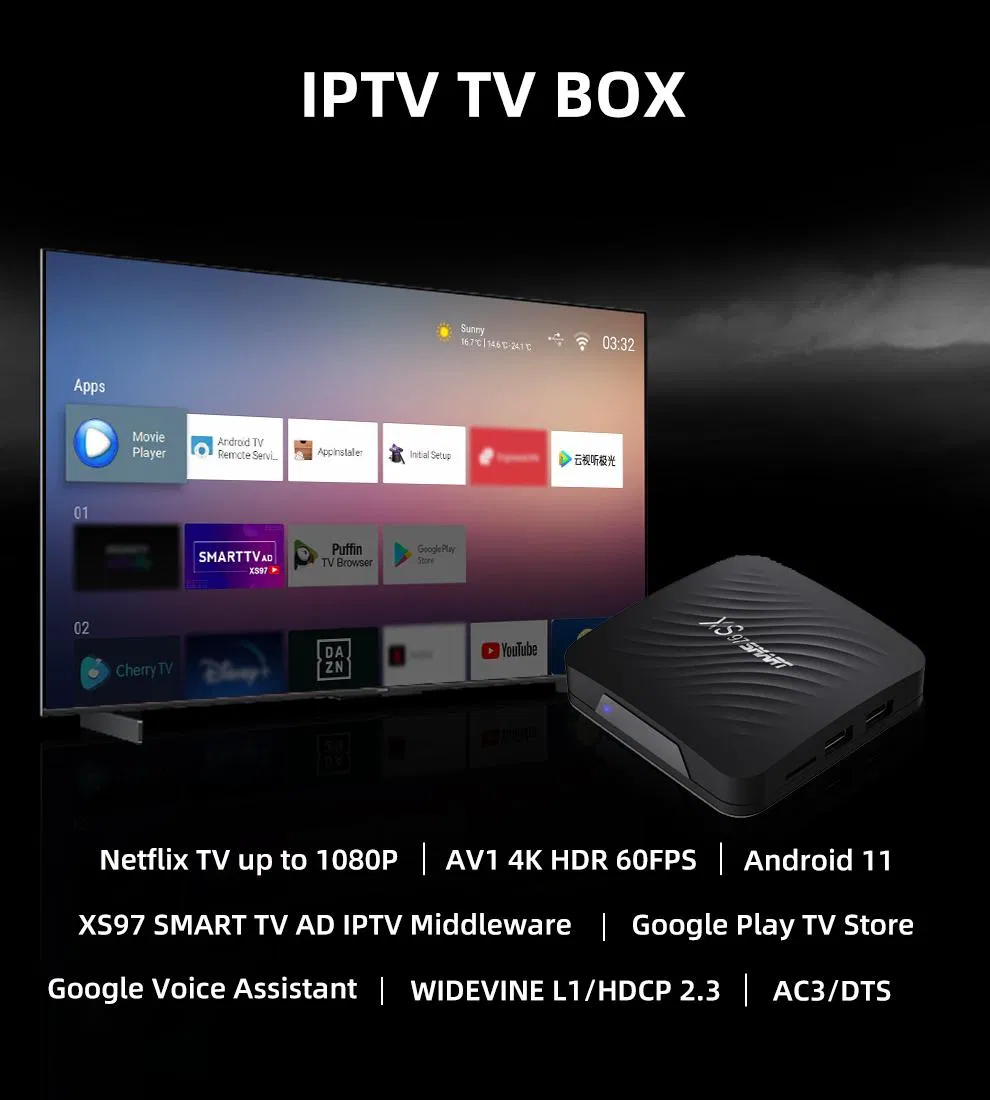 Xs97 Smart IPTV Set Top Box Android 11 S905y4 4K AV1 Xangshi Wholesale Global IPTV 4kott Box