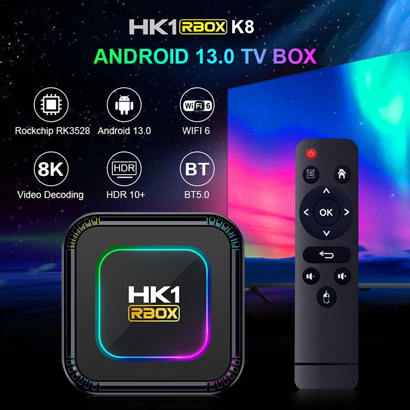 Good Quality TV Stick HK1 Rbox-K8 Android 13.0 Digital Media Player Rk3528 IPTV Set Top Box TV Box