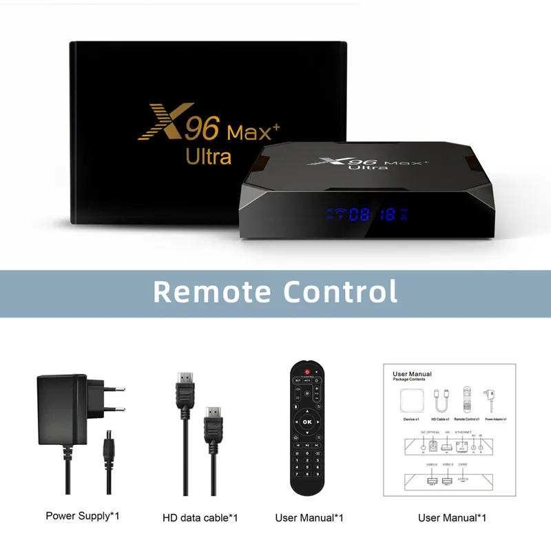 New Arrival X96 Max+ Ultra S905X4 4GB 64GB 8K Android 11 TV Box X96 Max Plus Set-Top Box