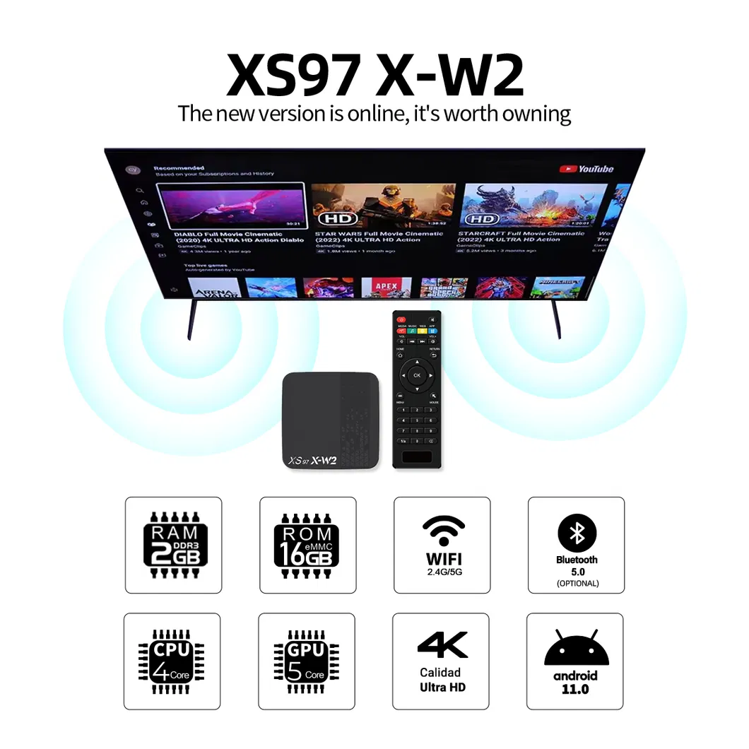 Top Manufacturer Xs97 X-W2 Quad Core 2GB DDR3 16GB Flash Android 11 Set Top Box