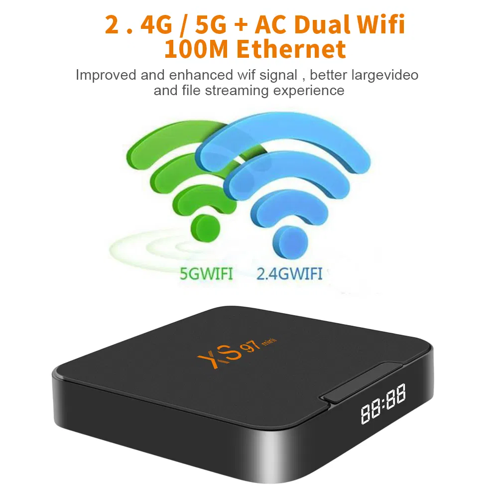 Xplus in TV Box Brasil IPTV S905W2 Xs97mini Dual WiFi 2+16GB Media Player Set Top Box Control Remoter Xs97mini